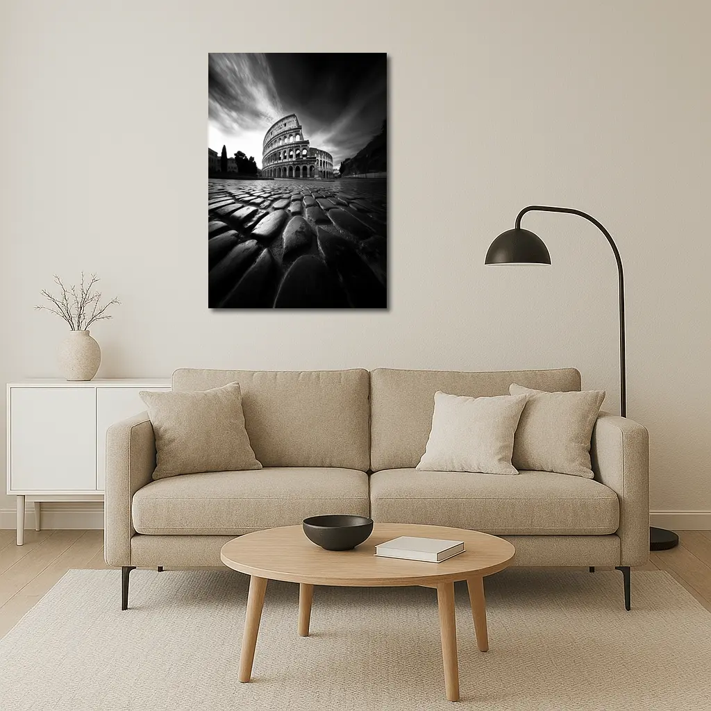 Colosseum Rome Black White Dramatic Sky – Wall Art