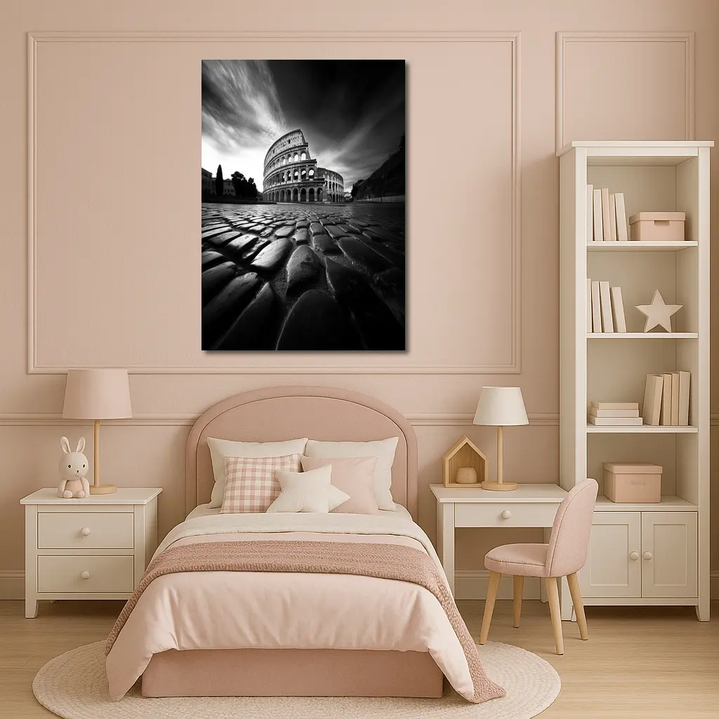 Colosseum Rome Black White Dramatic Sky – Wall Art