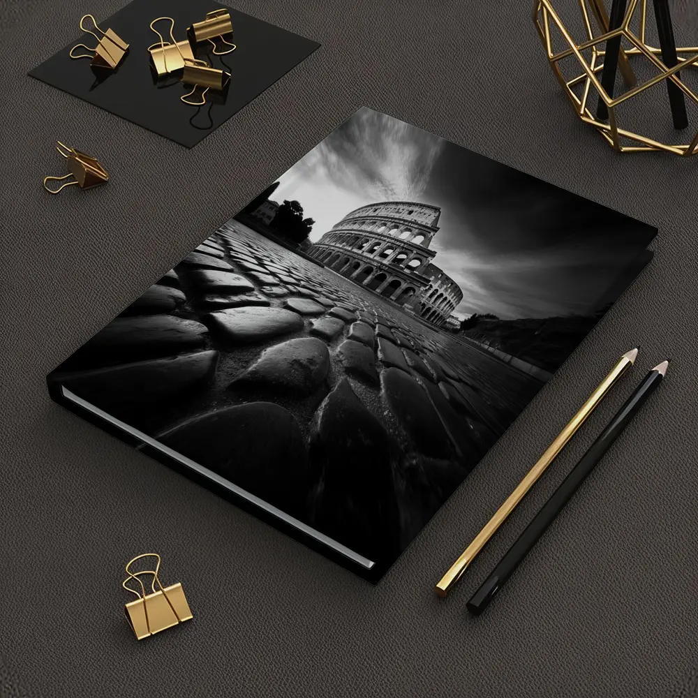 Colosseum Rome Black White Dramatic Sky – Notebooks