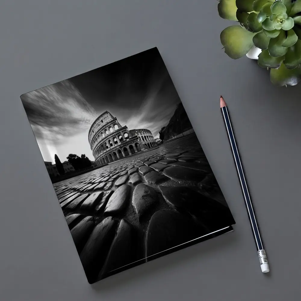 Colosseum Rome Black White Dramatic Sky – Notebooks