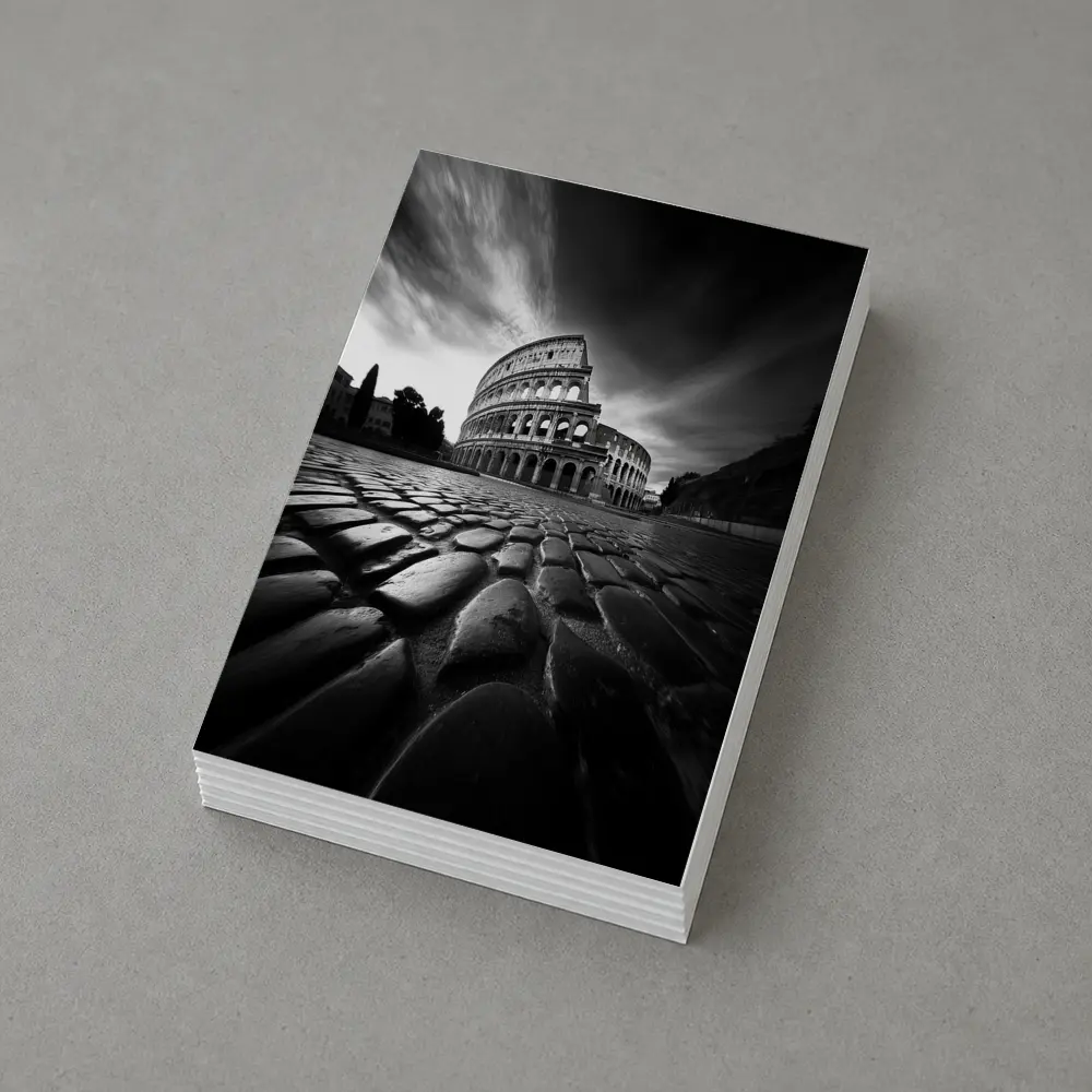 Colosseum Rome Black White Dramatic Sky – Postcards