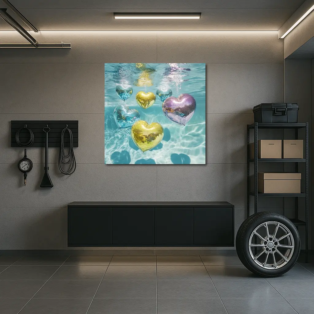 Disco Ball Hearts Floating Underwater Pool – Wall Art