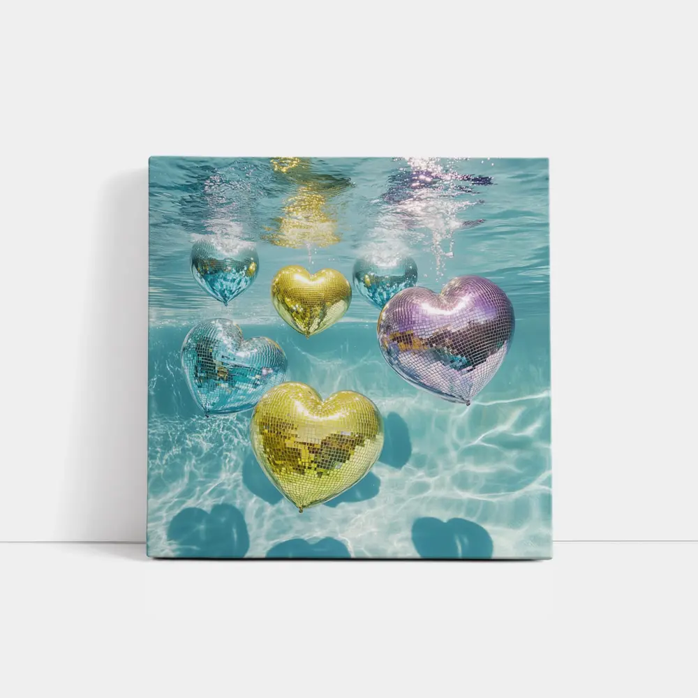 Disco Ball Hearts Floating Underwater Pool – Wall Art
