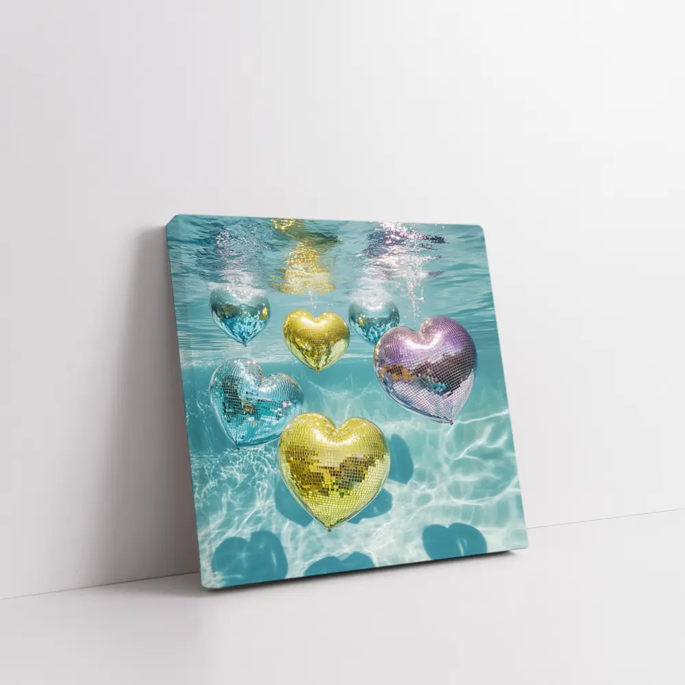 Disco Ball Hearts Floating Underwater Pool – Wall Art