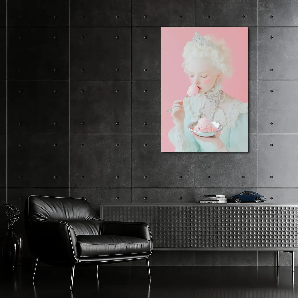 Rococo Princess Eating Pink Ice Cream – Wall Art
