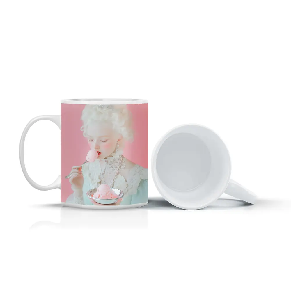 Rococo Princess Eating Pink Ice Cream – Mugs