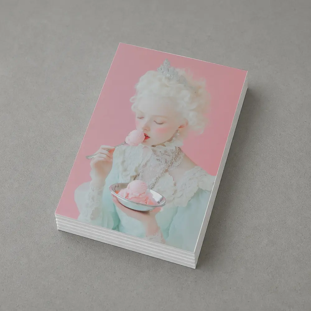 Rococo Princess Eating Pink Ice Cream – Postcards