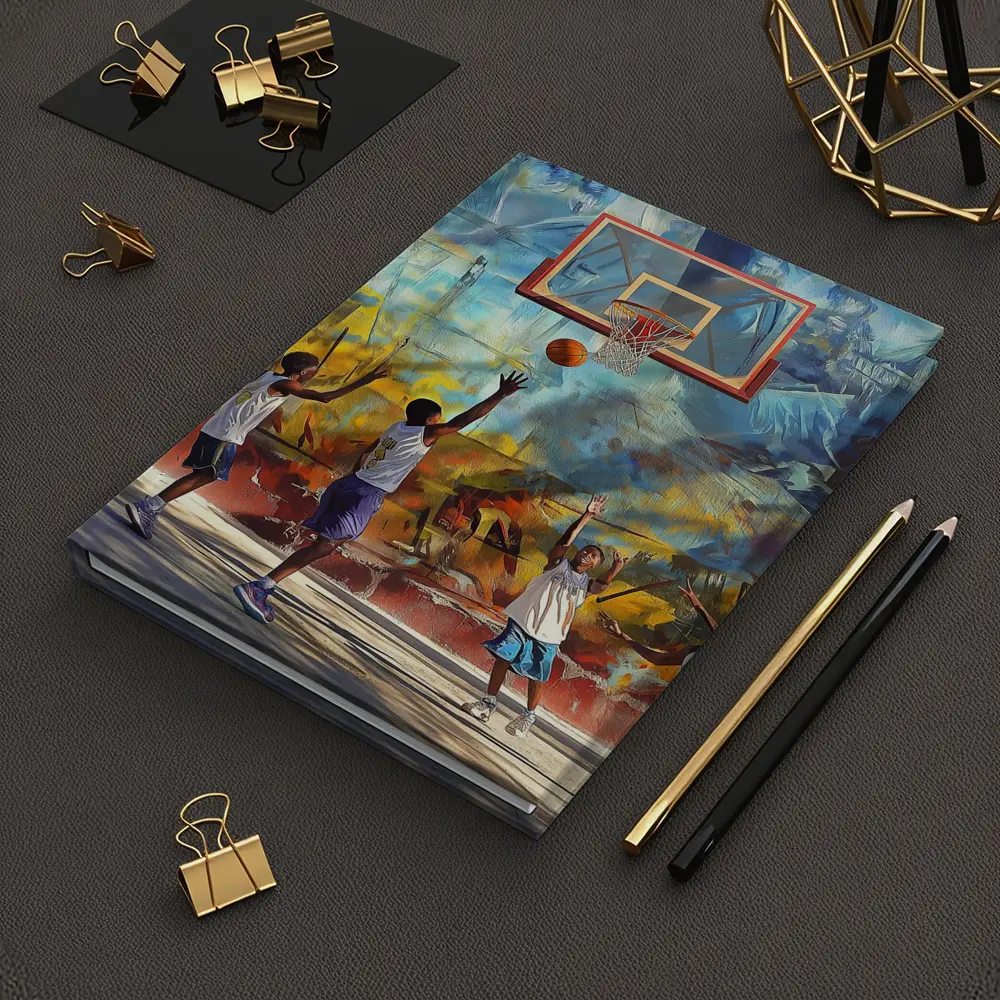 Kids Playing Basketball Urban Mural Wall – Notebooks