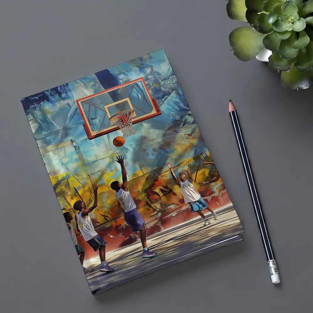Kids Playing Basketball Urban Mural Wall – Notebooks
