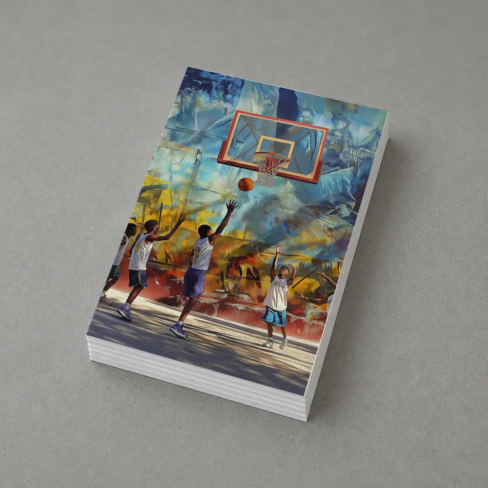 Kids Playing Basketball Urban Mural Wall – Postcards