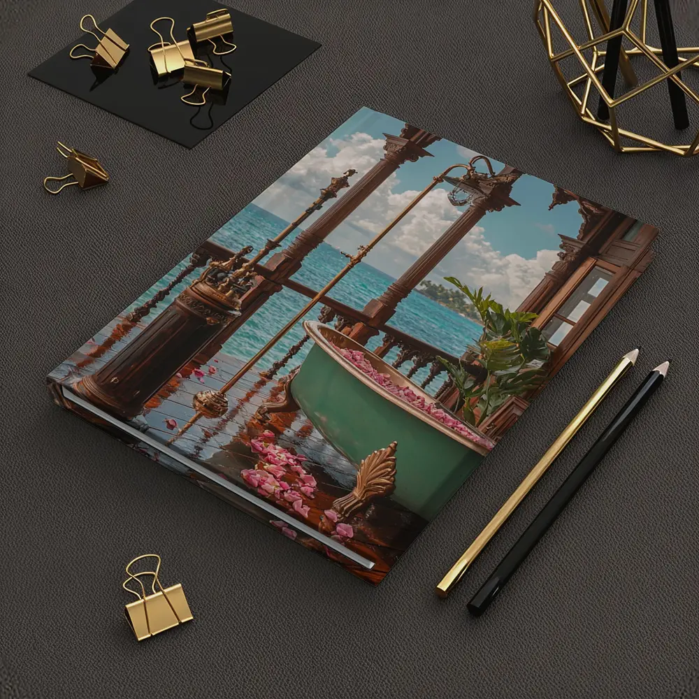 Ornate Tropical Bathroom Clawfoot Tub Ocean View – Notebooks