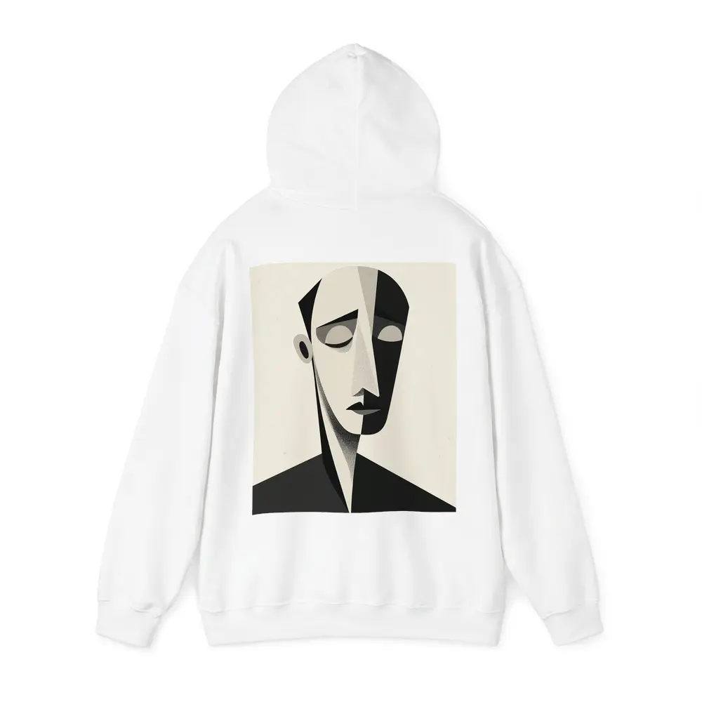 Abstract Cubist Male Face Black White Art – Hoodies