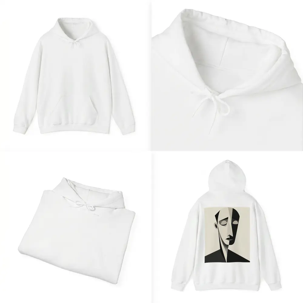 Abstract Cubist Male Face Black White Art – Hoodies