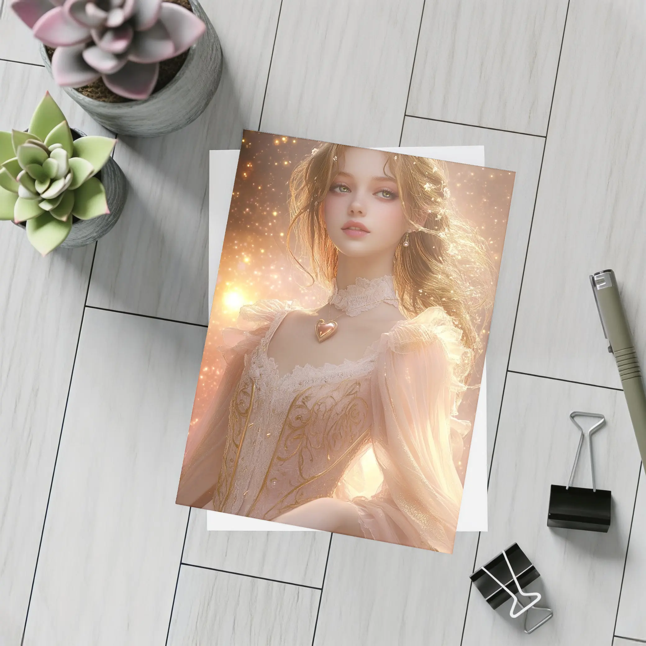 Fantasy Girl Golden Stars Dreamy Pink Gown – Postcards