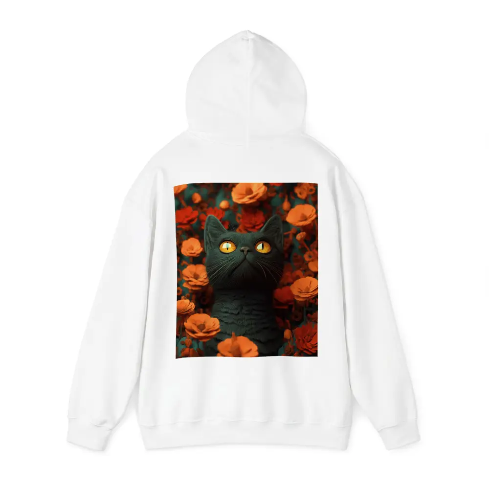 Dark Cat Golden Eyes Orange Flowers – Hoodies