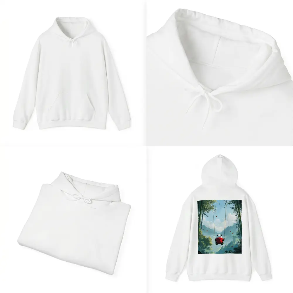 Panda on Swing Bamboo Forest Fantasy – Hoodies