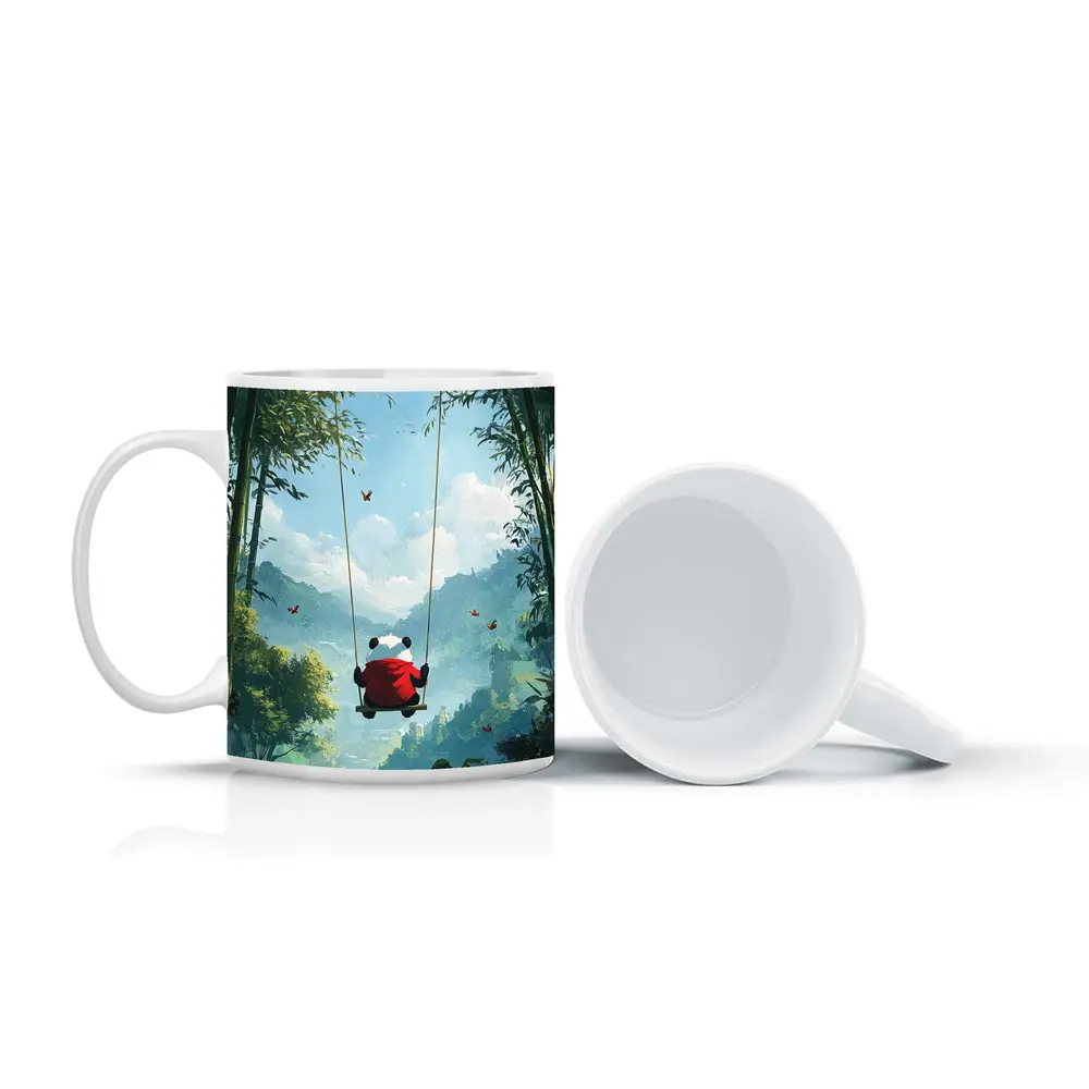 Panda on Swing Bamboo Forest Fantasy – Mugs