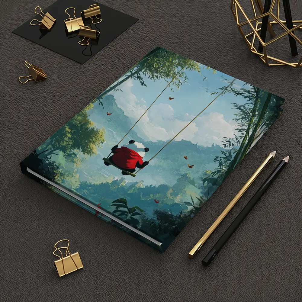 Panda on Swing Bamboo Forest Fantasy – Notebooks