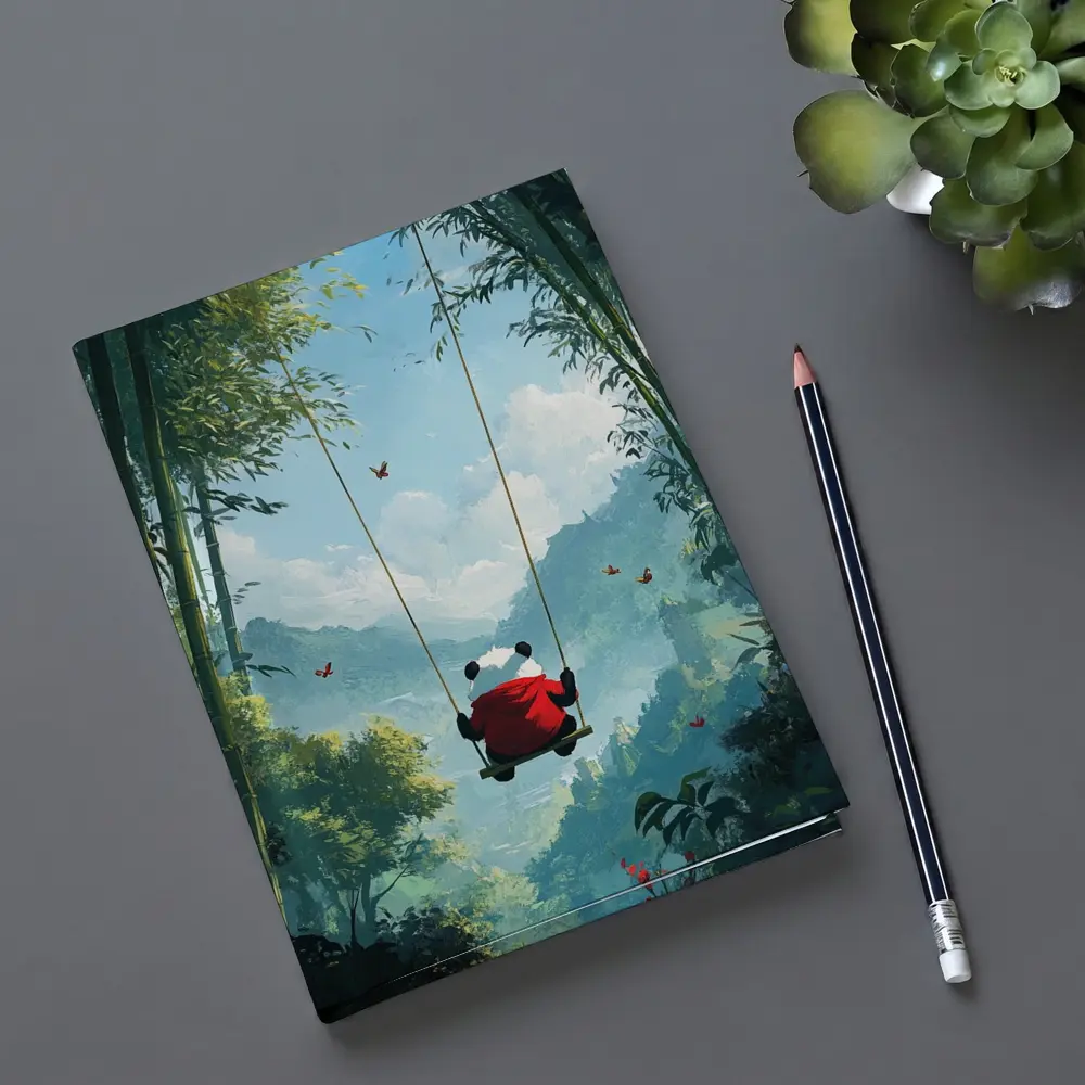 Panda on Swing Bamboo Forest Fantasy – Notebooks