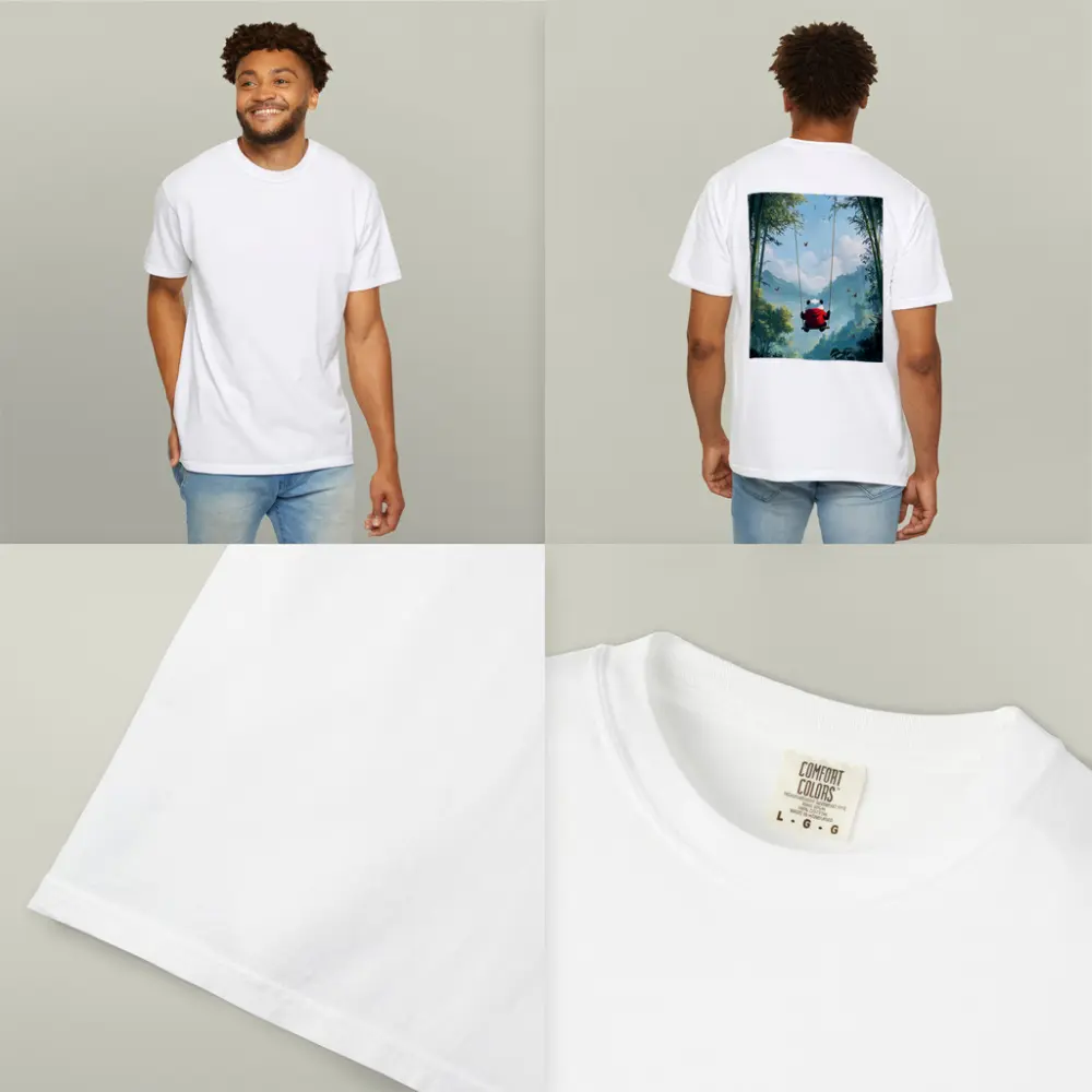 Panda on Swing Bamboo Forest Fantasy – T-Shirts