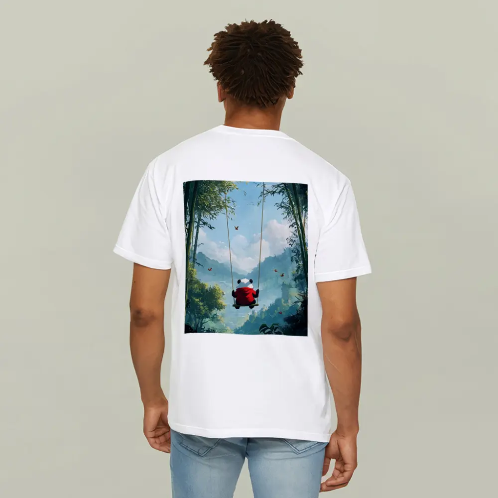 Panda on Swing Bamboo Forest Fantasy – T-Shirts