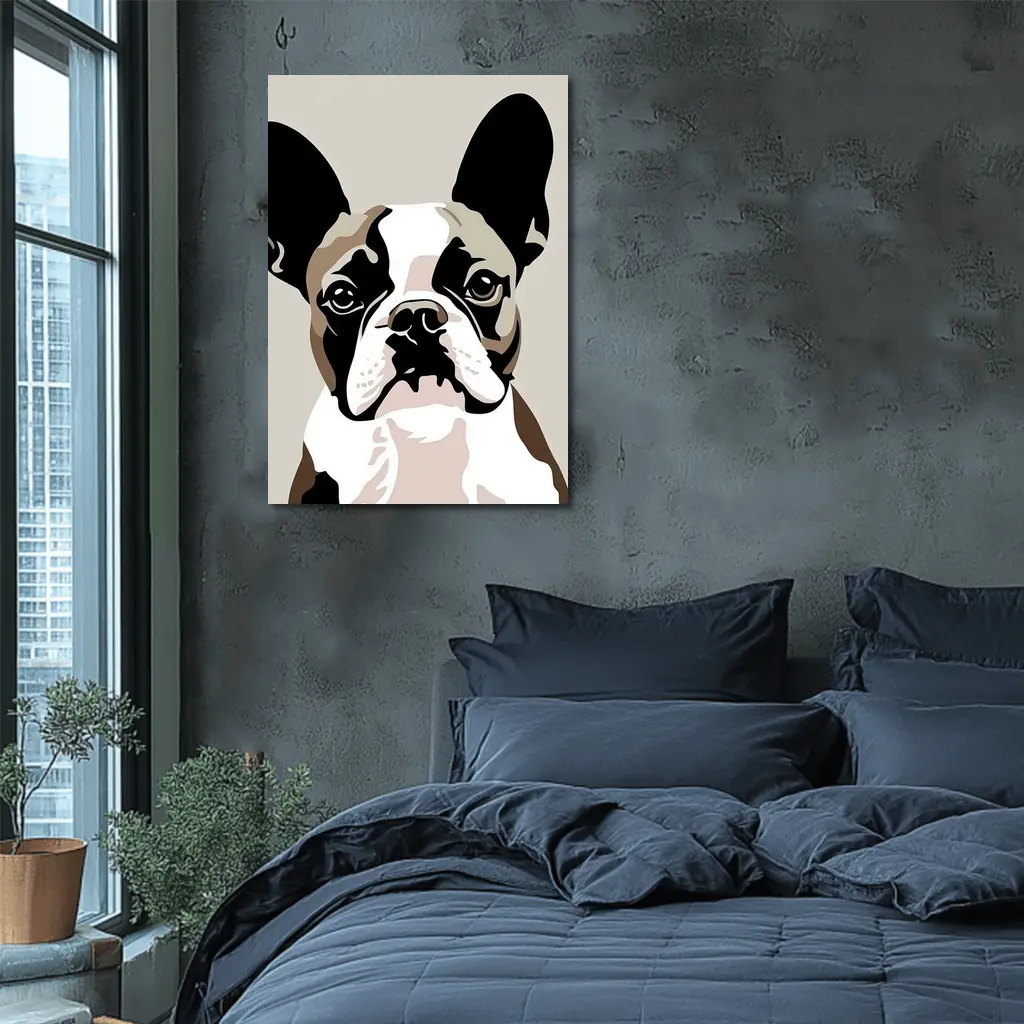 French Bulldog Pop Art Beige Background – Wall Art