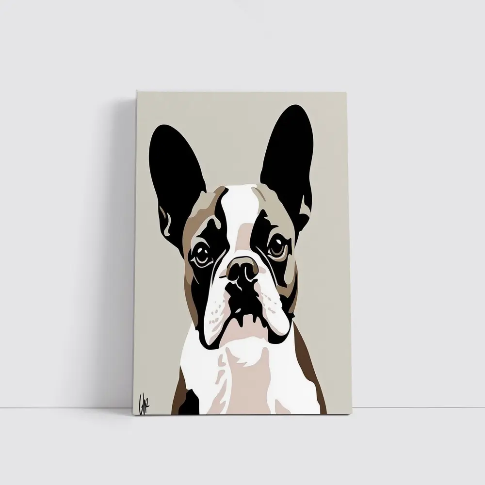 French Bulldog Pop Art Beige Background – Wall Art