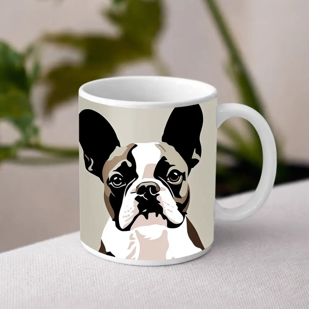 French Bulldog Pop Art Beige Background – Mugs