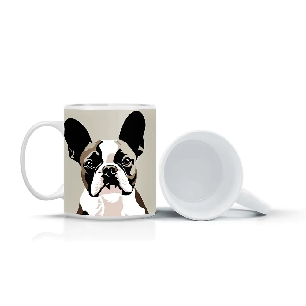 French Bulldog Pop Art Beige Background – Mugs