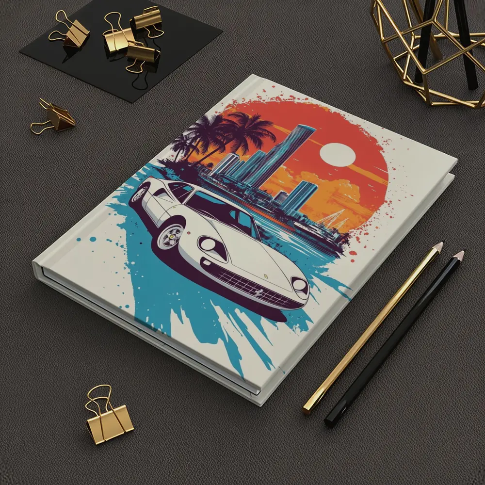 Ferrari Classic Car Miami Sunset Skyline – Notebooks