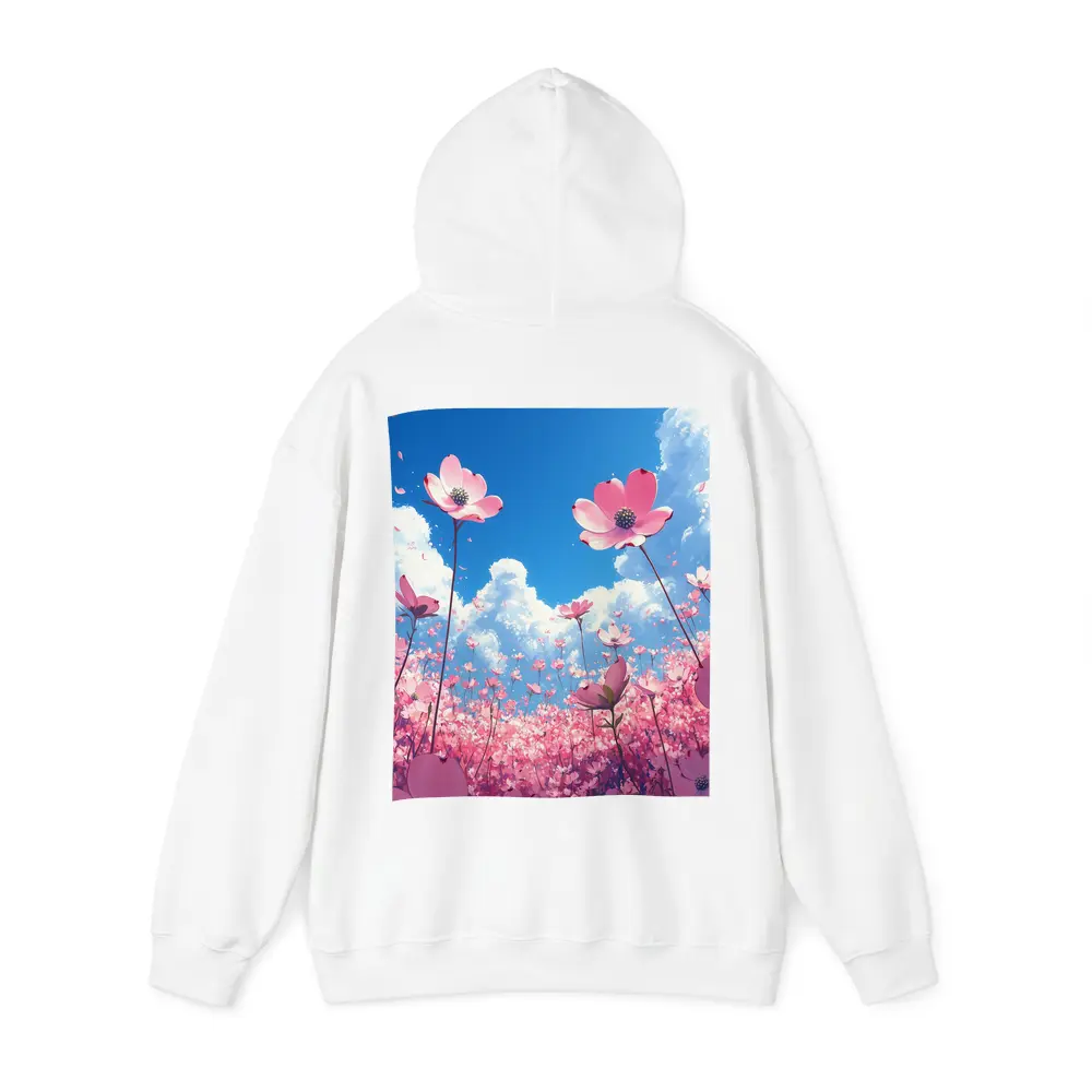Pink Cosmos Flowers Blue Sky Anime – Hoodies
