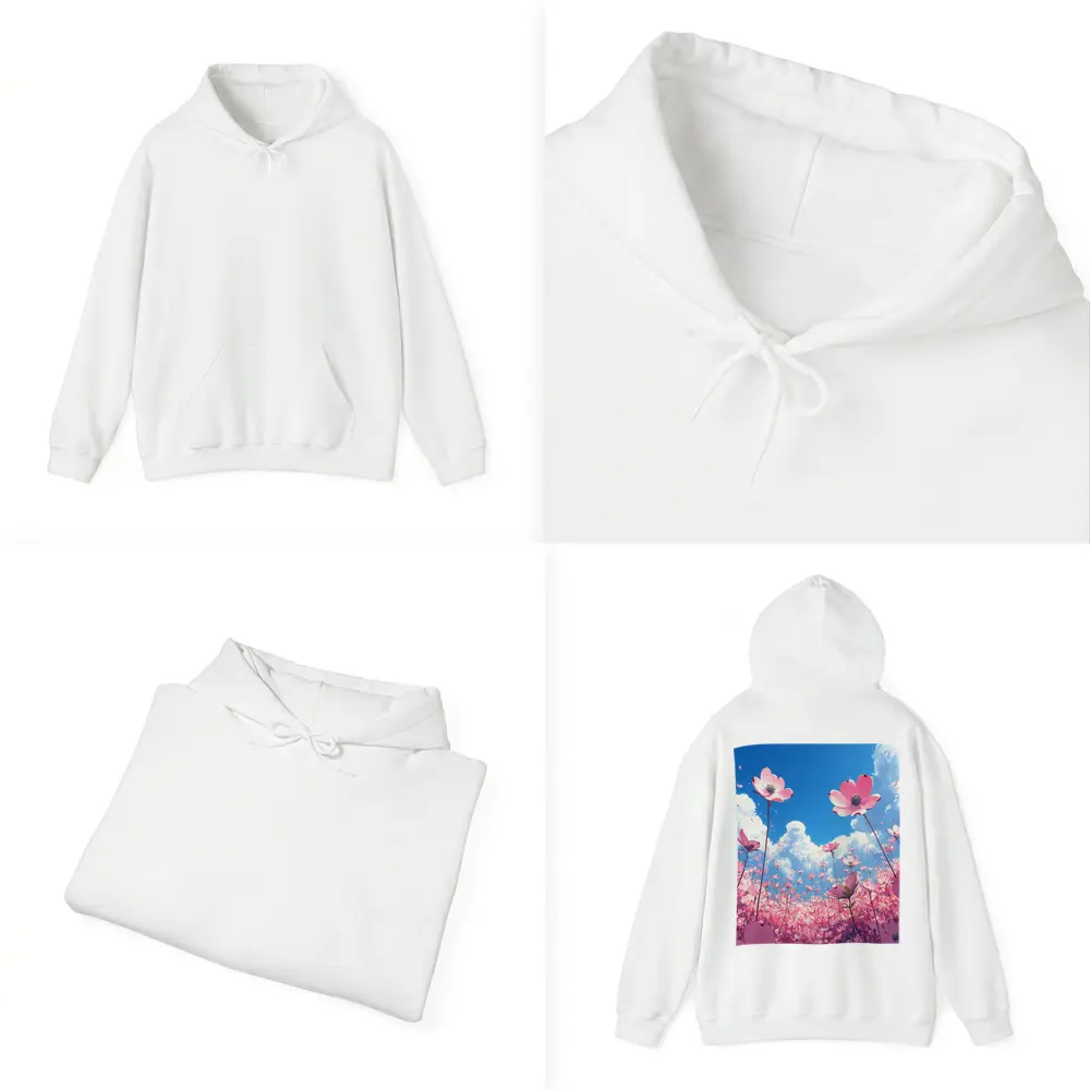 Pink Cosmos Flowers Blue Sky Anime – Hoodies