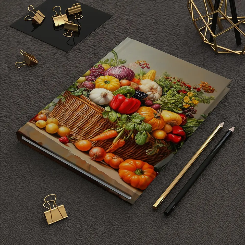 Harvest Basket Vegetables Fruits Oil Painting – Notebooks