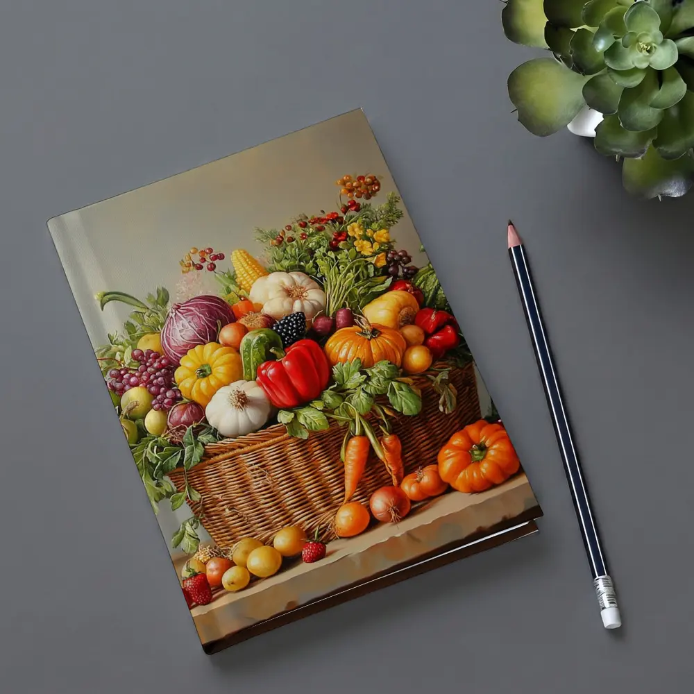 Harvest Basket Vegetables Fruits Oil Painting – Notebooks