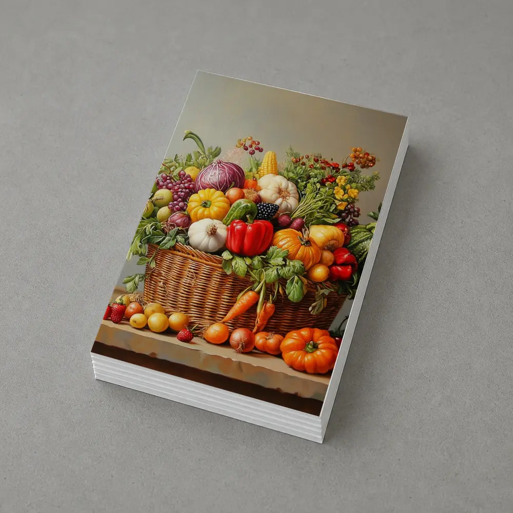 Harvest Basket Vegetables Fruits Oil Painting – Postcards