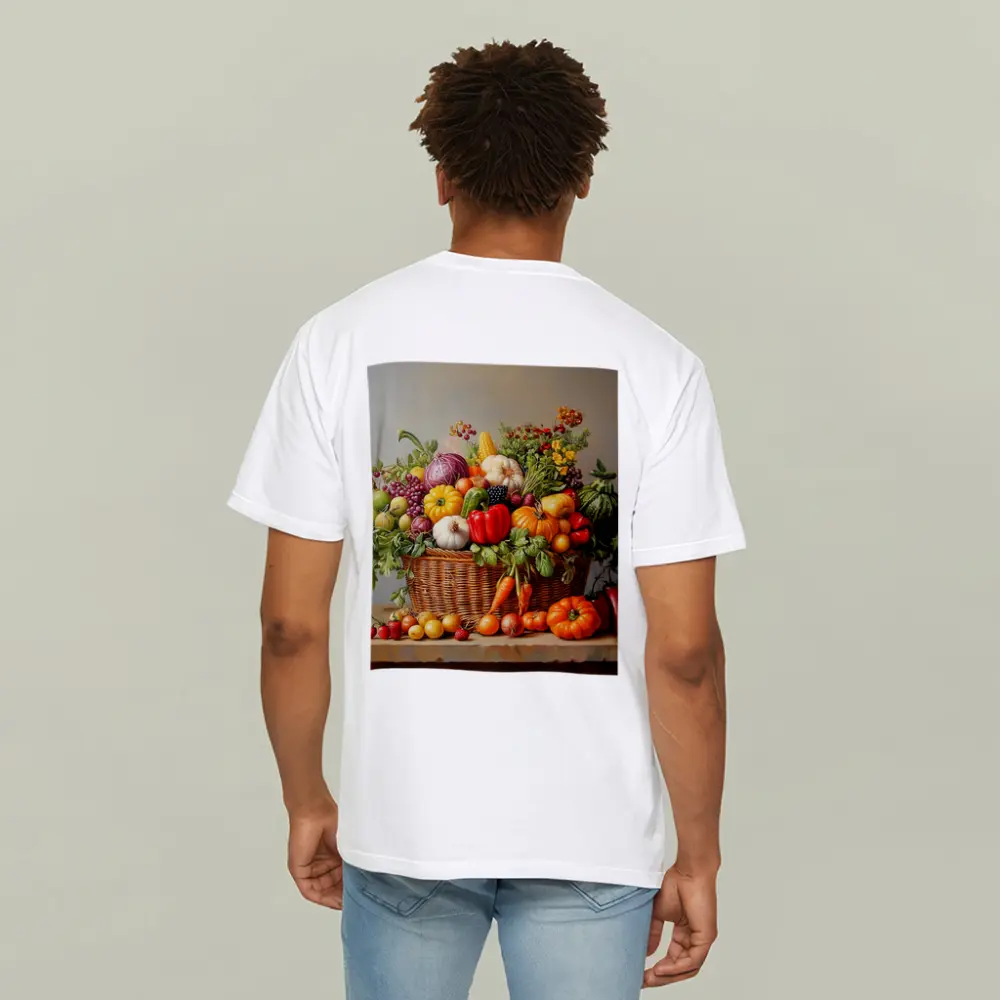 Harvest Basket Vegetables Fruits Oil Painting – T-Shirts