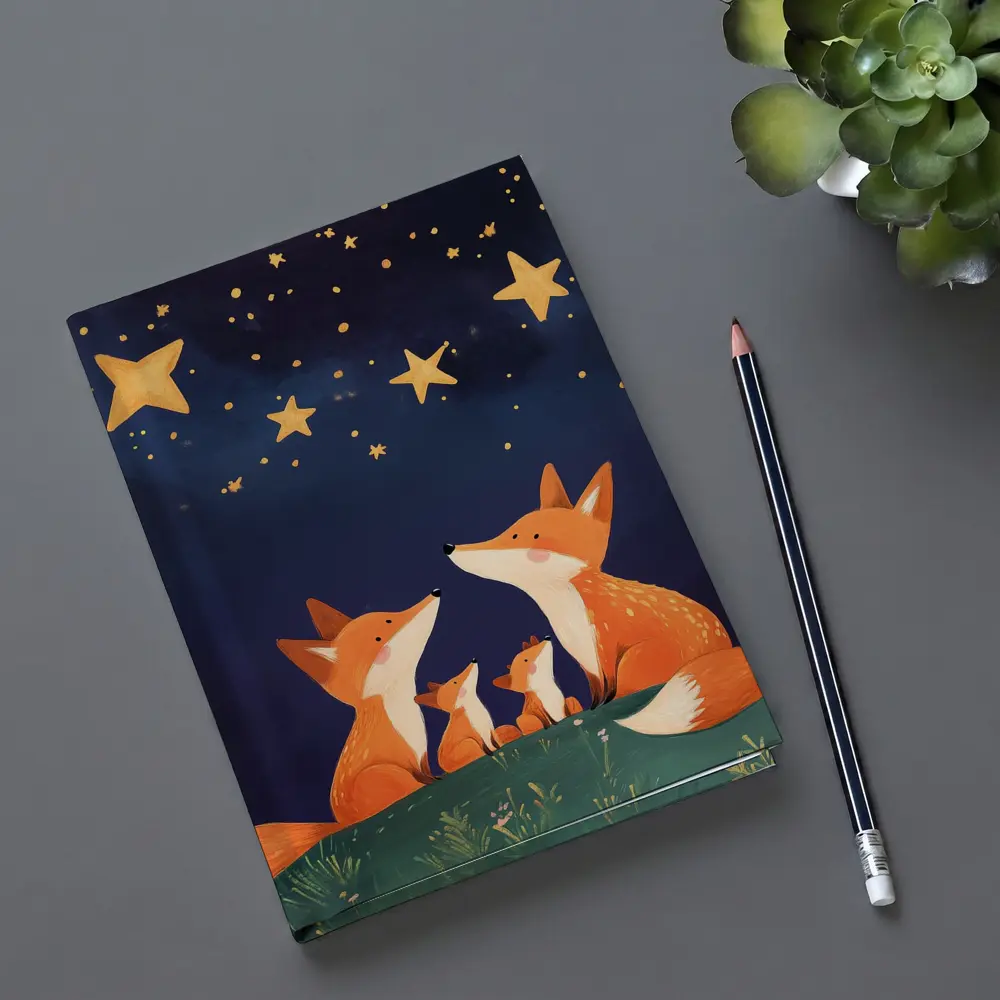 Fox Family Gazing at Starry Night Sky – Notebooks