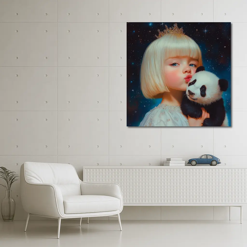Princess Girl Baby Panda Starry Night – Wall Art