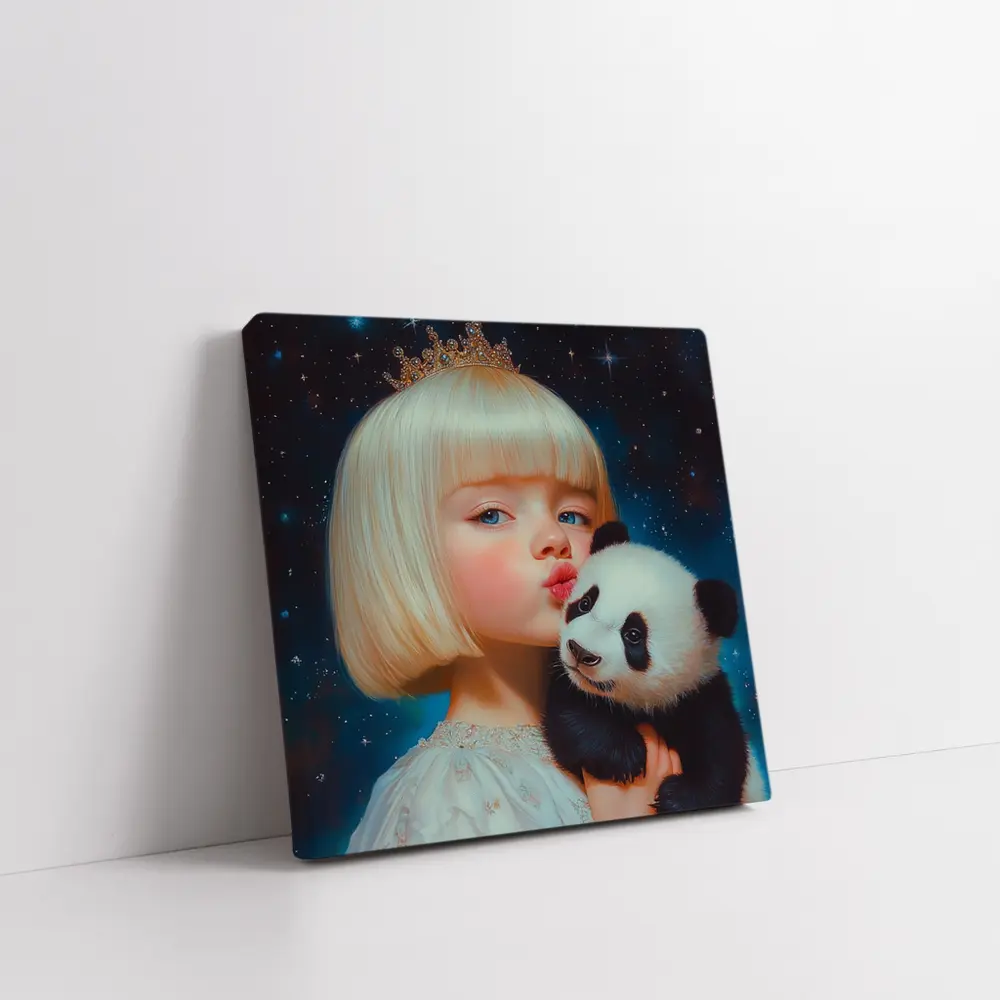 Princess Girl Baby Panda Starry Night – Wall Art