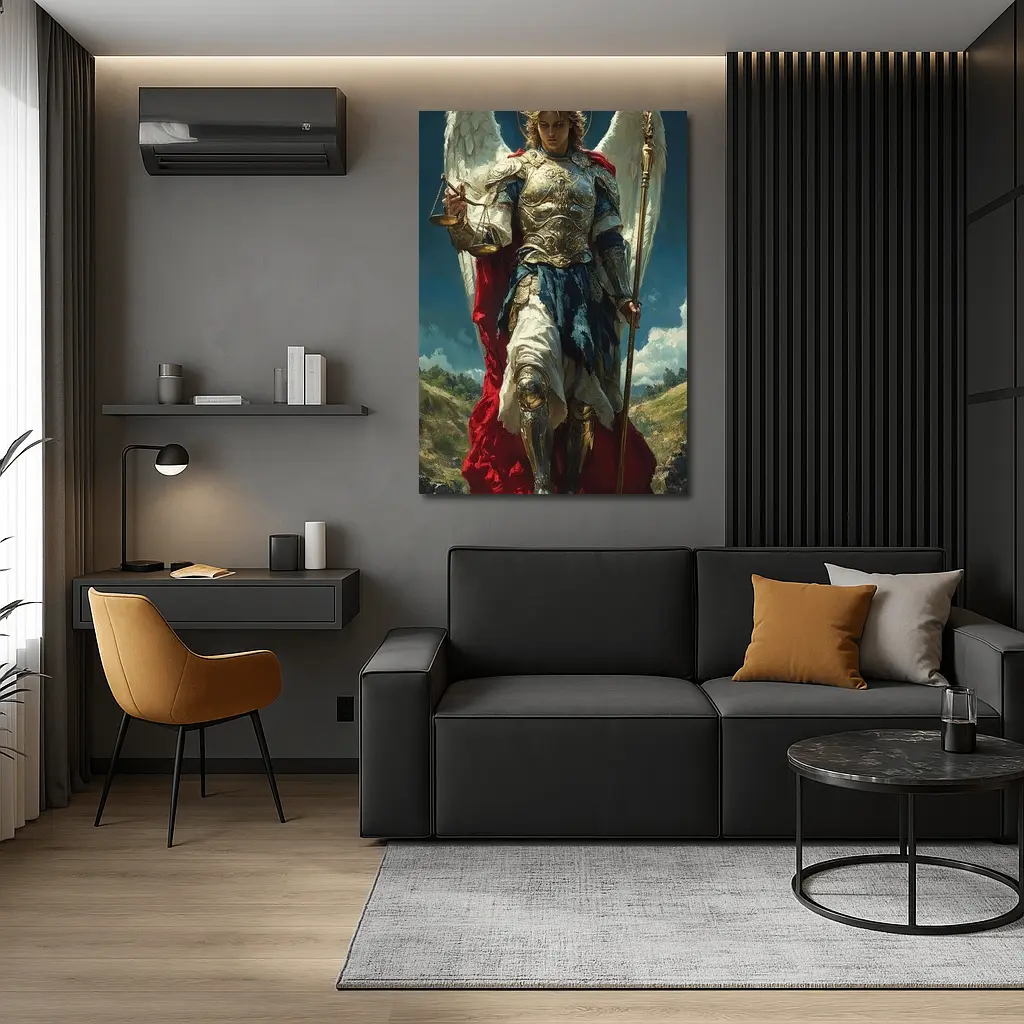 Archangel Michael Gold Armor Wings Oil Painting – Wall Art