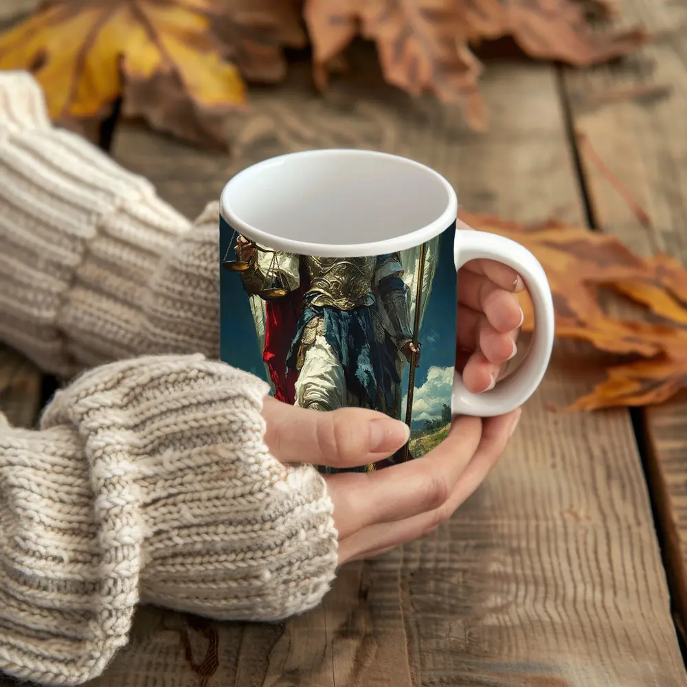 Archangel Michael Gold Armor Wings Oil Painting – Mugs