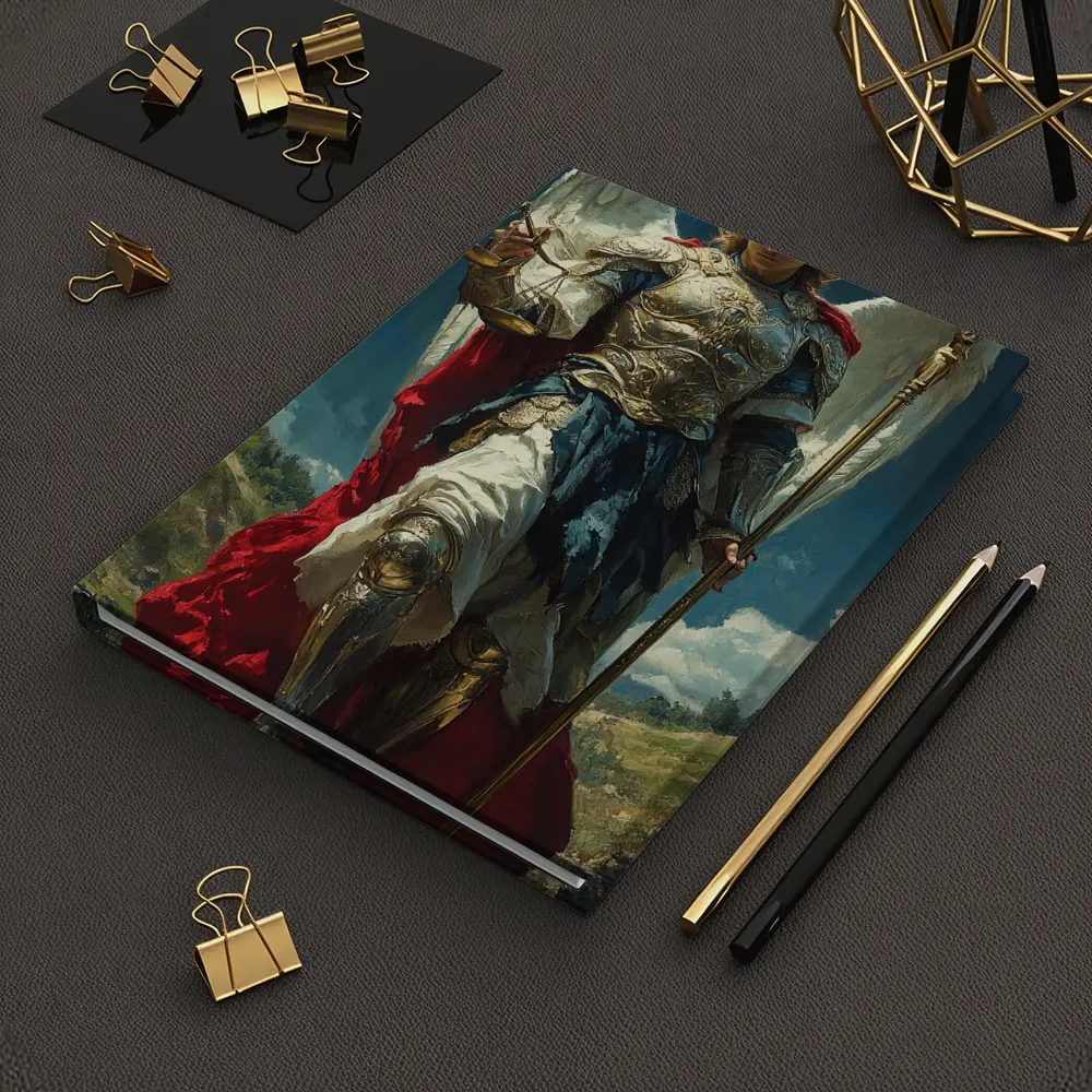 Archangel Michael Gold Armor Wings Oil Painting – Notebooks