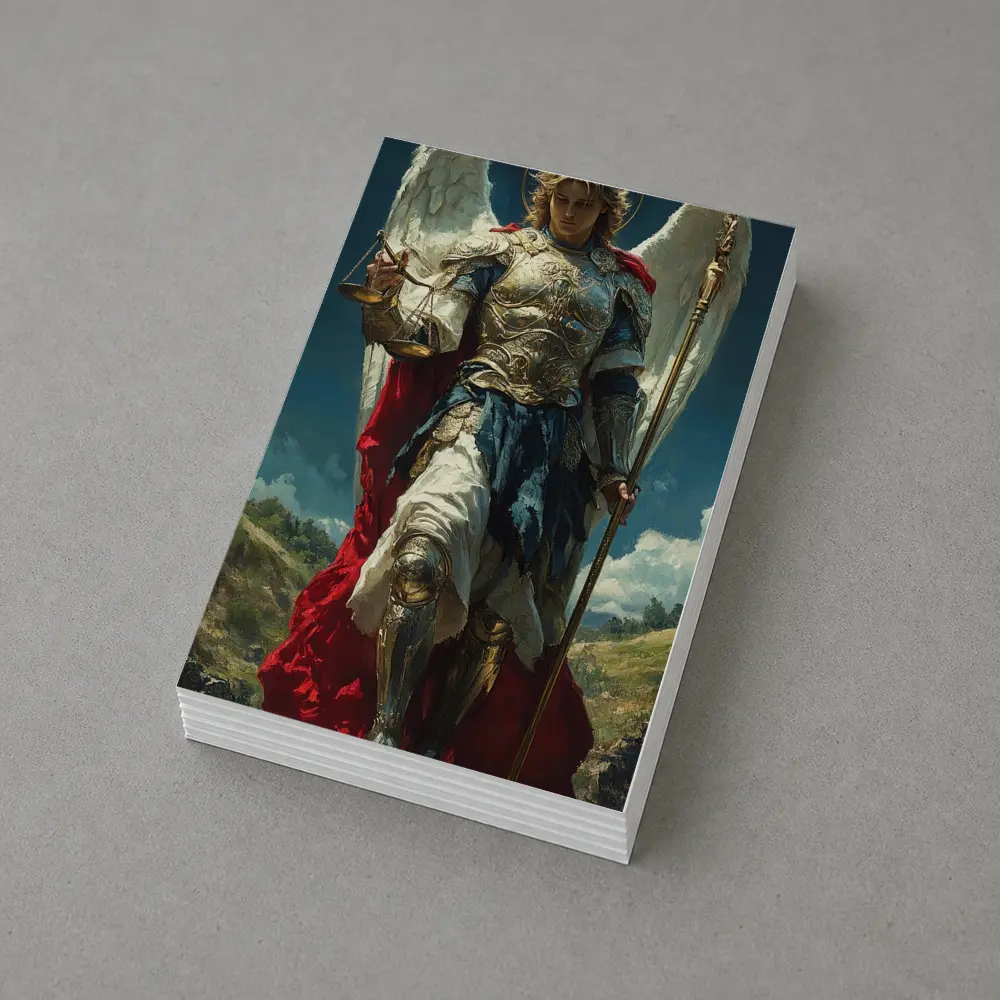 Archangel Michael Gold Armor Wings Oil Painting – Postcards