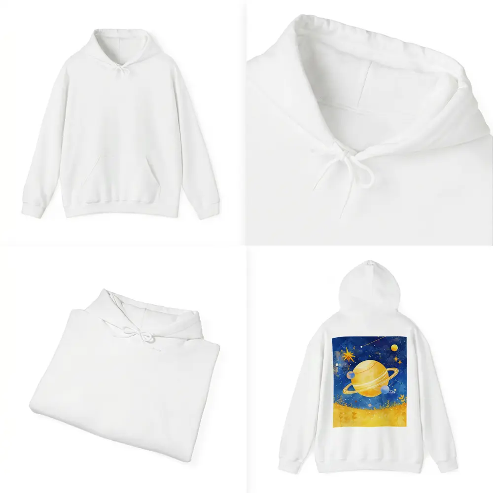 Watercolor Saturn Planet Blue Starry Sky – Hoodies