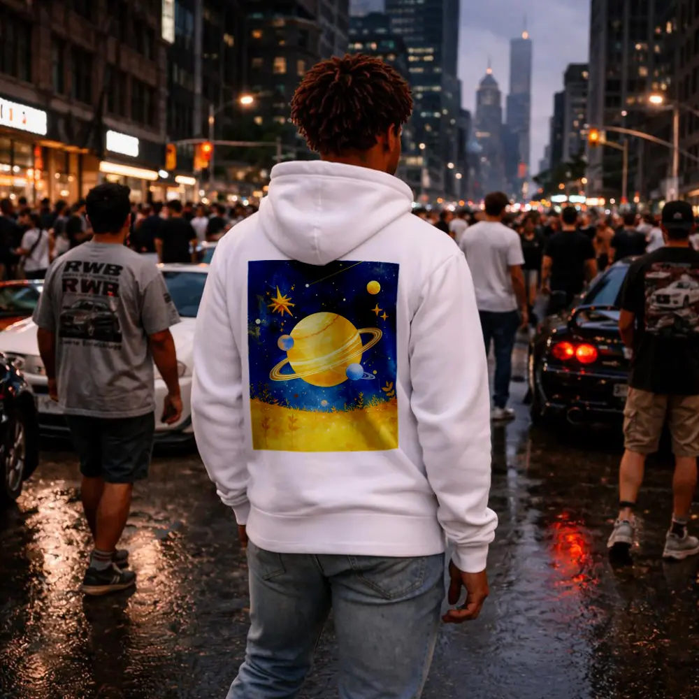 Watercolor Saturn Planet Blue Starry Sky – Hoodies
