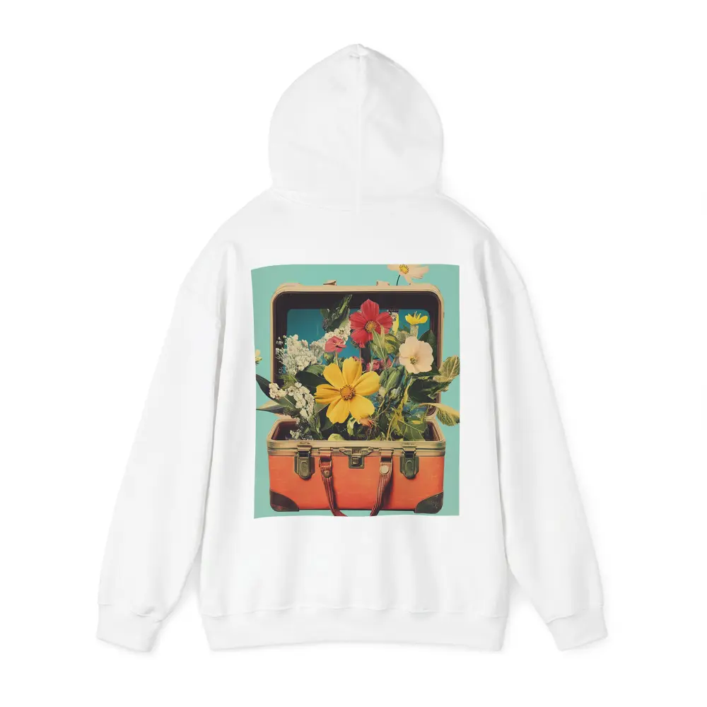 Vintage Suitcase Overflowing With Mixed Flowers – Hoodies