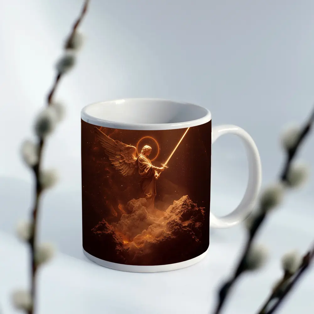 Archangel Warrior With Sword Cosmic Background – Mugs