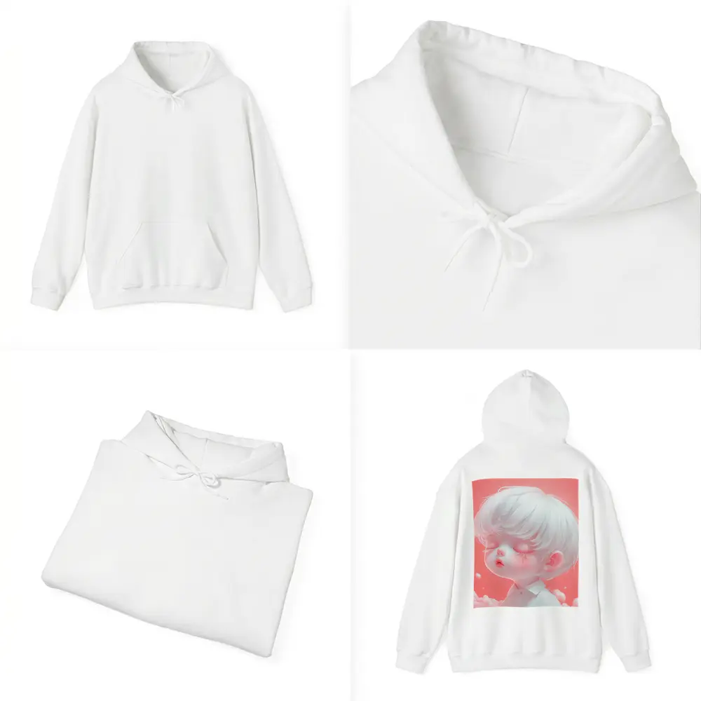 Cute Anime Boy White Hair Pink Sky – Hoodies