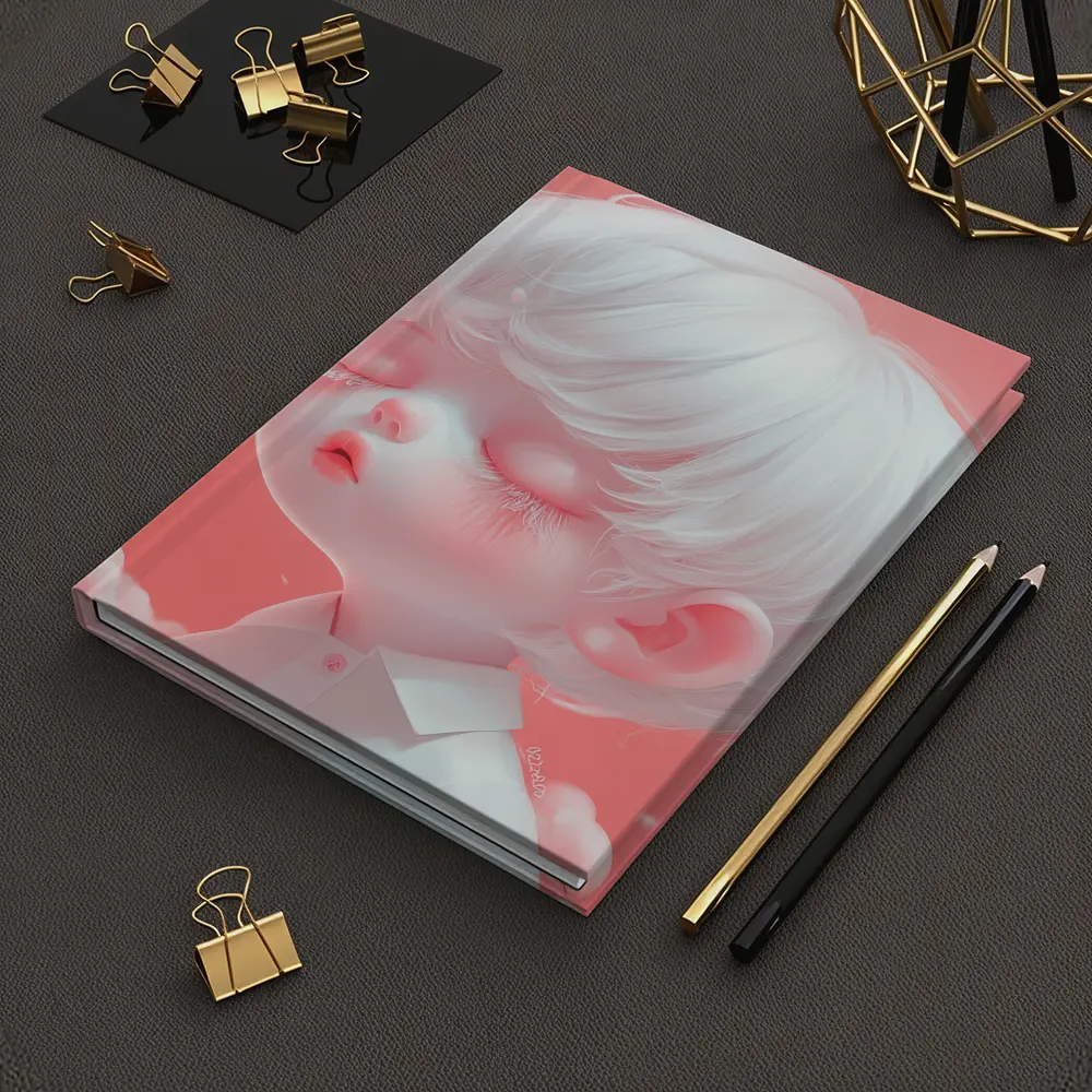 Cute Anime Boy White Hair Pink Sky – Notebooks