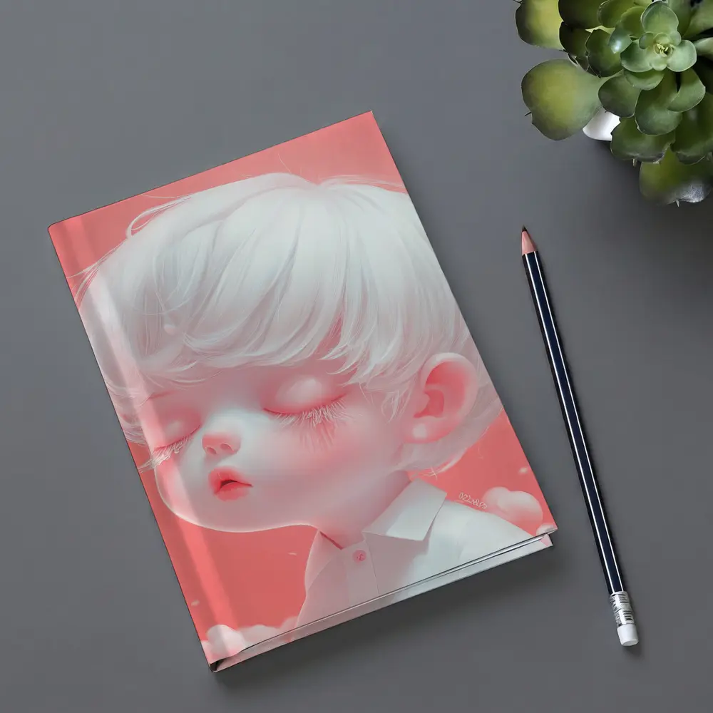 Cute Anime Boy White Hair Pink Sky – Notebooks